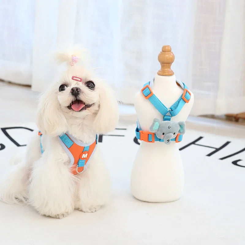 Playful Plush 3D Vest Harness & Leash Set – Breathable Mesh