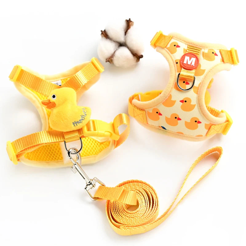 Playful Plush 3D Vest Harness & Leash Set – Breathable Mesh