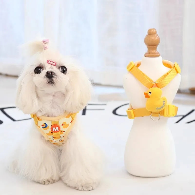 Playful Plush 3D Vest Harness & Leash Set – Breathable Mesh