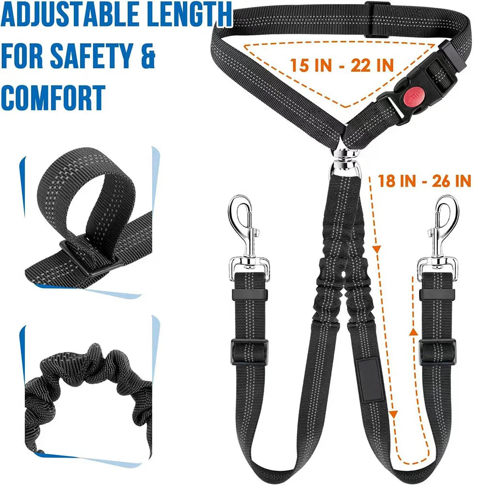 2-in-1 Dual Pet Safety System: Leash & Seatbelt