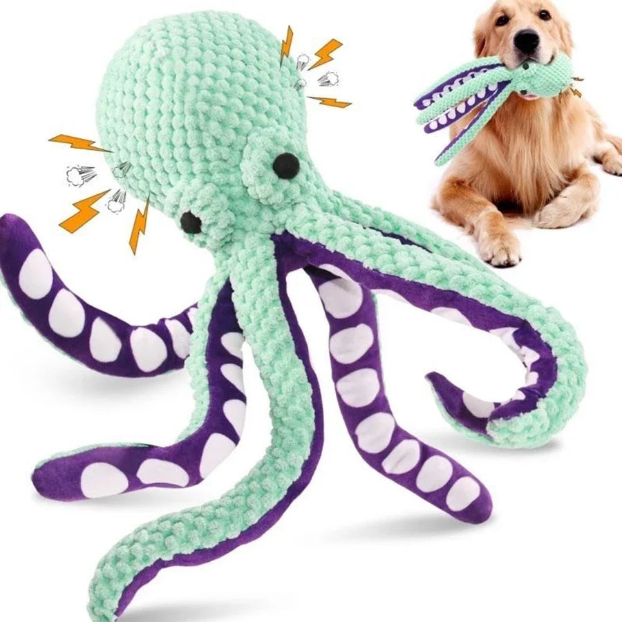 Interactive Squeaking Octopus Rope Toy