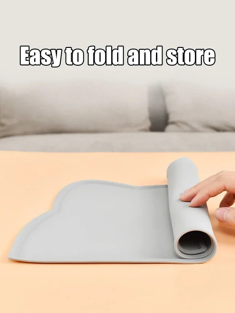 Cat-Shaped Silicone Pet Feeding Mat - Waterproof & Spill-Proof