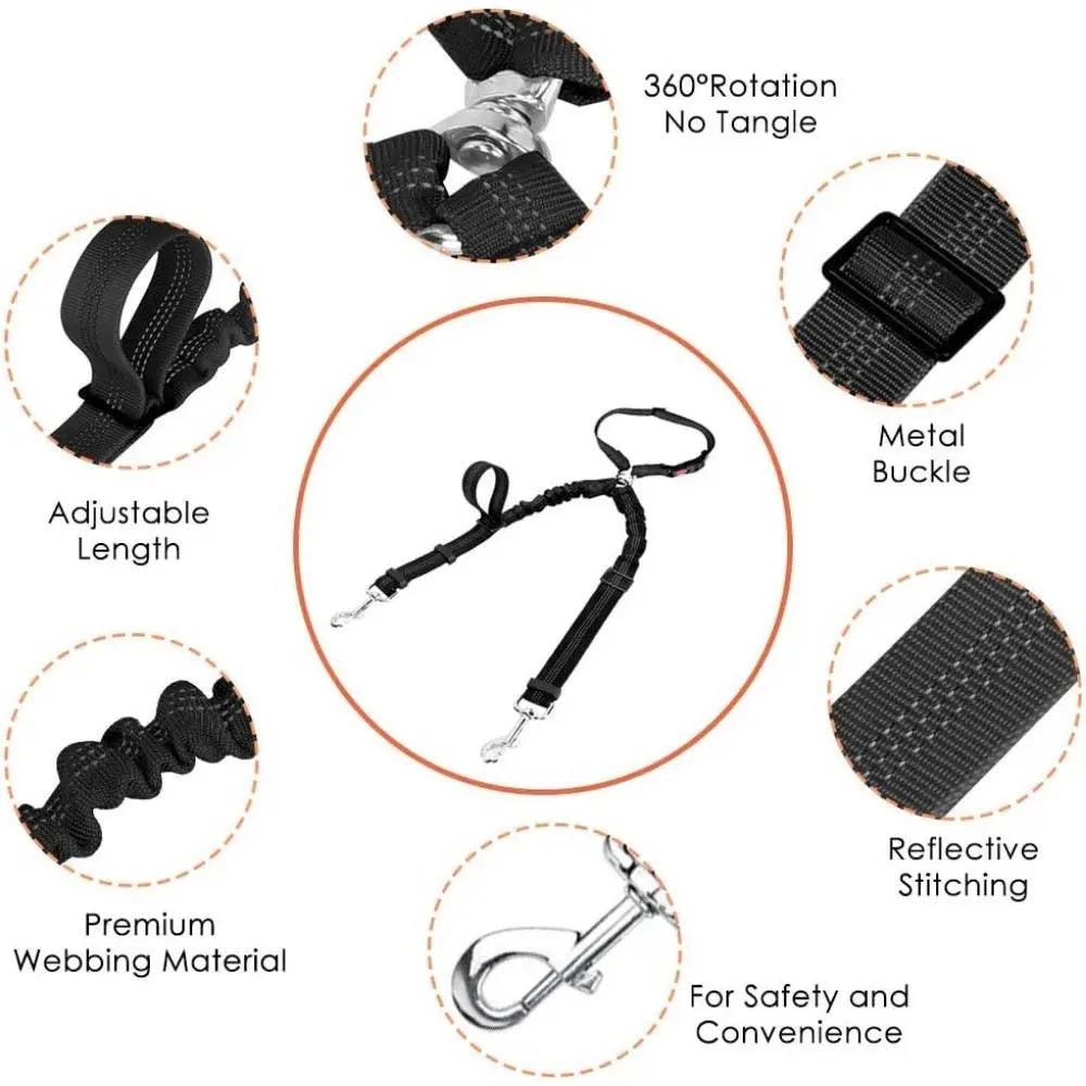 2-in-1 Dual Pet Safety System: Leash & Seatbelt