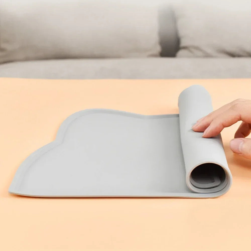 Cat-Shaped Silicone Pet Feeding Mat - Waterproof & Spill-Proof