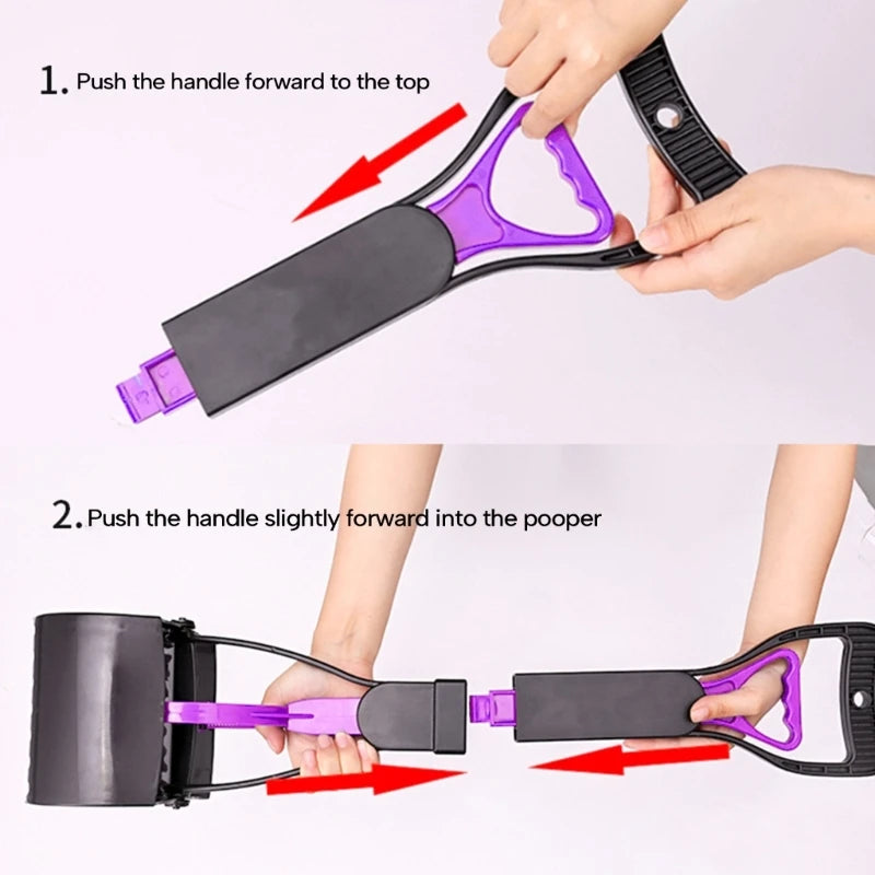Foldable Long-Handle Pet Pooper Scooper - Sanitary Dog Waste Pick-Up Tool