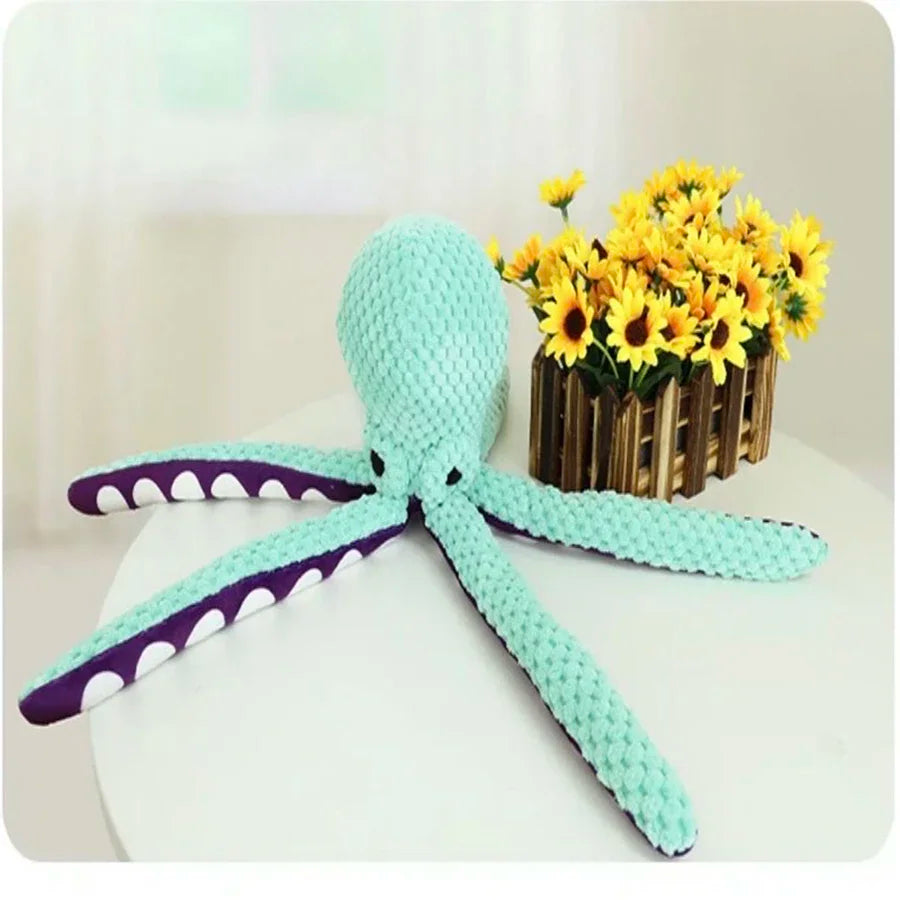 Interactive Squeaking Octopus Rope Toy