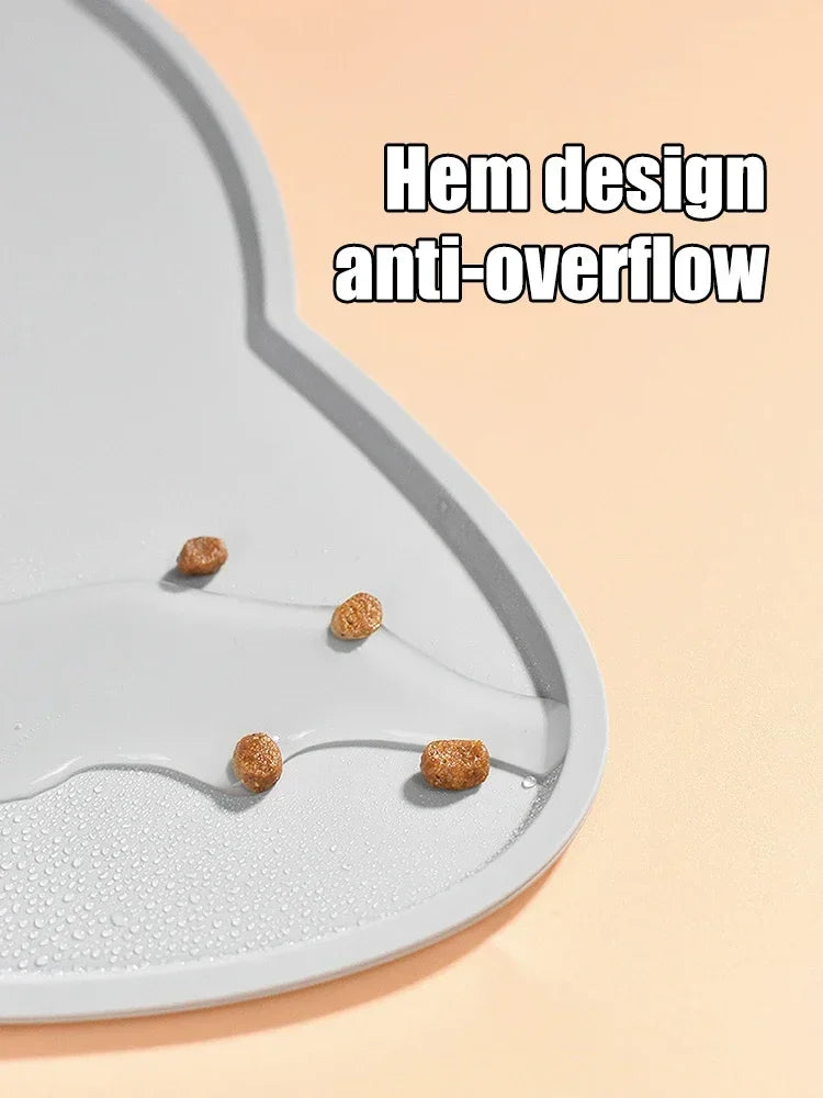 Cat-Shaped Silicone Pet Feeding Mat - Waterproof & Spill-Proof