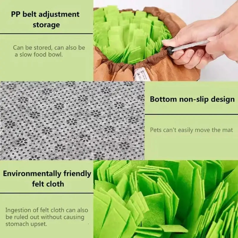 Interactive 3-in-1 Adjustable Pet Snuffle Mat & Foraging Bowl