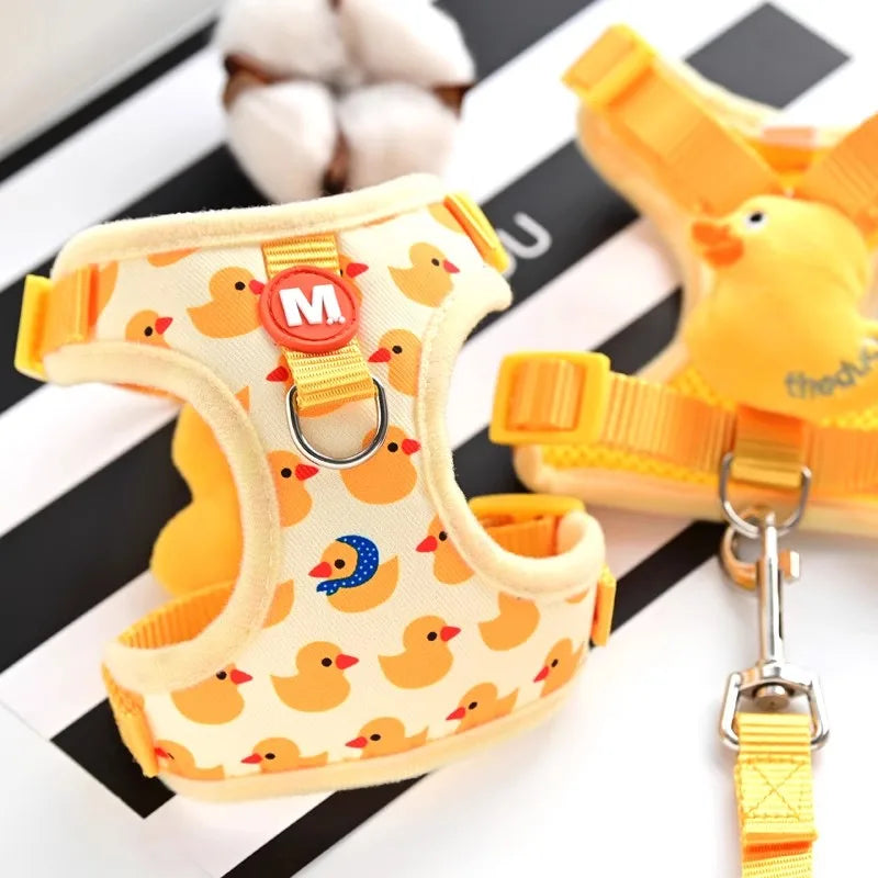 Playful Plush 3D Vest Harness & Leash Set – Breathable Mesh