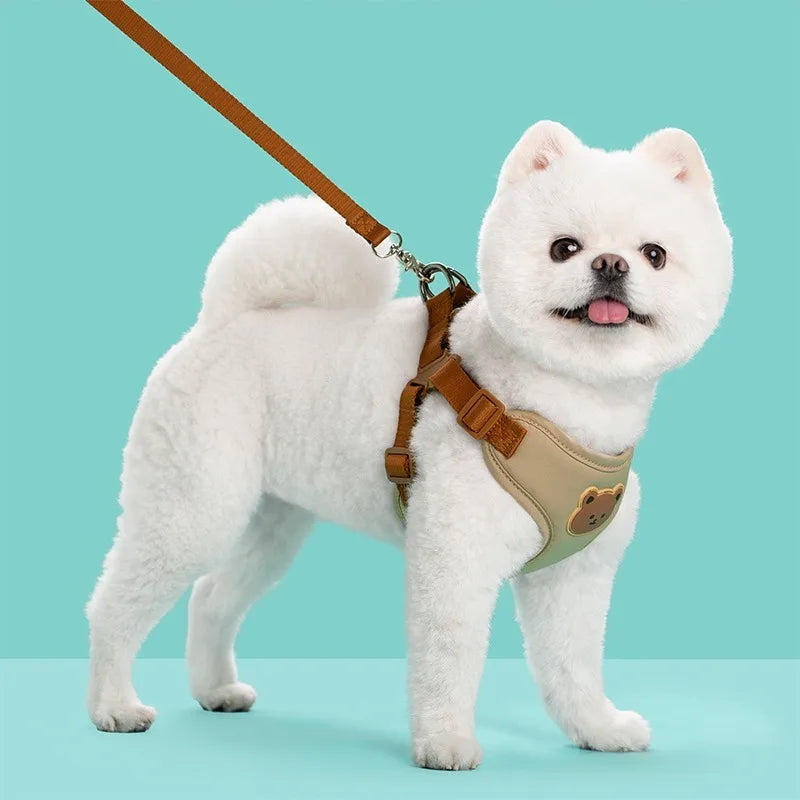 Cute Bear Chest Harness & Matching Leash Set