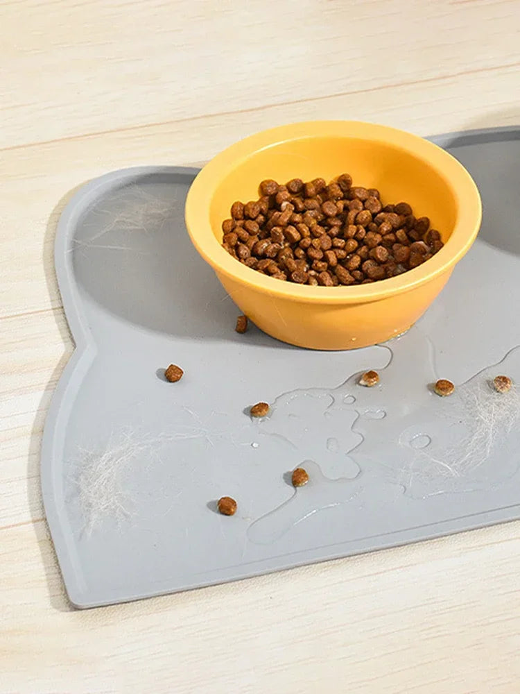 Cat-Shaped Silicone Pet Feeding Mat - Waterproof & Spill-Proof