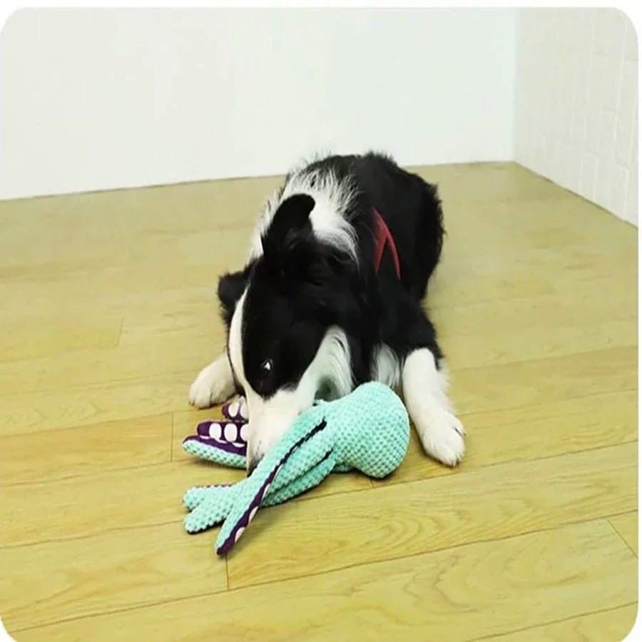 Interactive Squeaking Octopus Rope Toy
