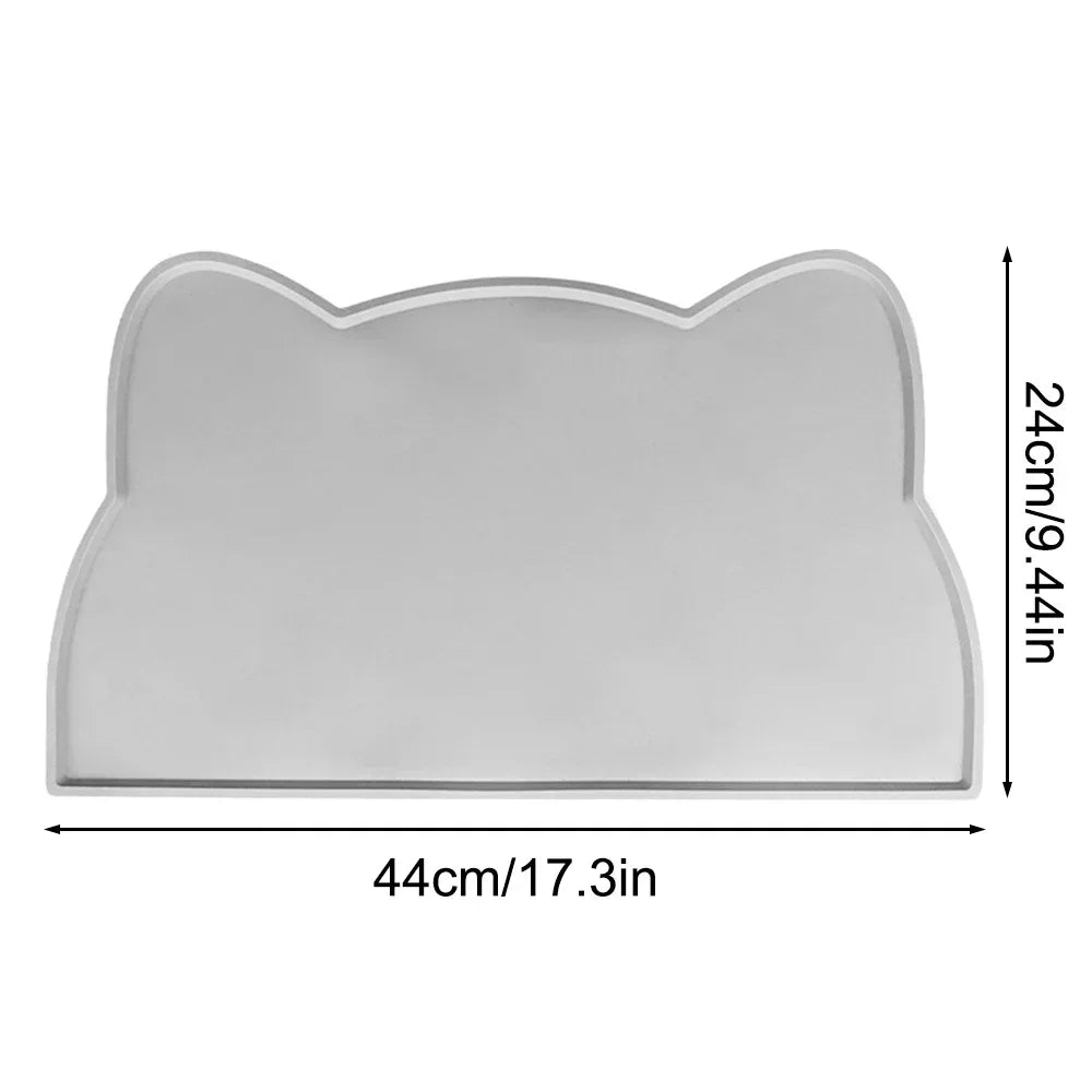 Cat-Shaped Silicone Pet Feeding Mat - Waterproof & Spill-Proof